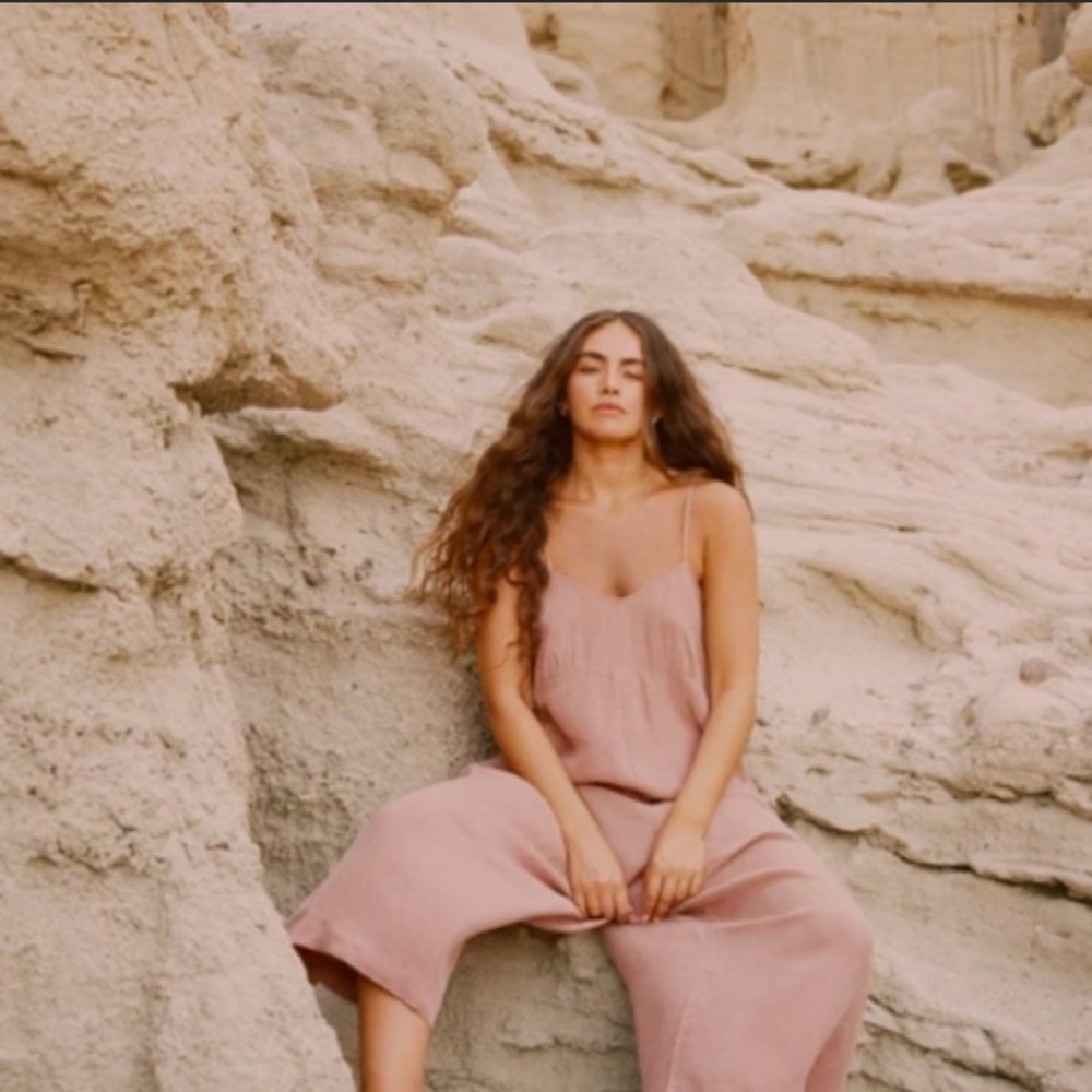 OZMA Cupro Jumpsuit in Almond